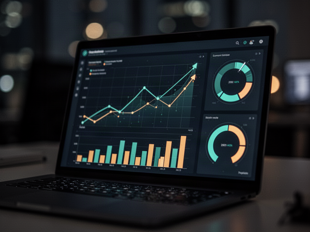 Digital analytics dashboard showing website visitor traffic and local SEO performance